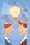 Two Business Man New Idea Concept Light Bulb Creative Brainstorm Cooperation