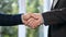 Two business man in suit shaking hands at office formal meeting greeting partnership teamwork