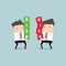 Two businessman carrying risk blocks. Risk management. Business concept.