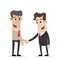 Two businessman enter into a handshake agreement