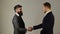 Two businessman shaking hands. Business handshake. Meeting concept. Partner shaking hands. Business etiquette