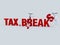 Two businessman stick figures breaking tax breaks.