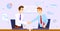Two businessmans shaking hands. Color vector illustration