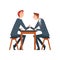 Two Businessmen Arm Wrestling, Business People Competing Among Themselves, Business Competition Vector Illustration
