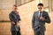 Two Businessmen In Front Near Wall, Sunglasses