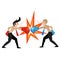 Two businessmen having a fight with boxing gloves, VECTOR, EPS10