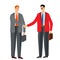 Two businessmen rejoice in success. Vector illustration.