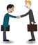 Two businessmen shaking hand, vector illustration, cartoon