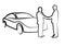 Two businessmen shaking hands in front of a car - illustration ,