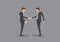 Two Businessmen Shaking Hands Full Body Vector Illustration