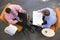 Two businessmen sitting indoors having a meeting