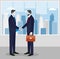 Two businessmen in suits shaking hands. to sign a contract . The concept of a successful transaction.