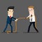 Two businessmen in a tug of war battle, for leadership or business competition. Business concept cartoon illustration