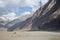 Two camel riders on the desert in Nubra Valley.