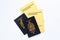 Two Canadian passports with yellow immunity vaccination records for travel purpose. Safety measure against coronavirus covid-19
