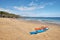 Two canoes, Barafundle Beach,Bay near Stackpole,Pembrokeshire,Wales,U.K