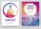 Two cards for yoga studio with Buddha silhouette on artistic background