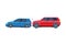 Two Cars Involved in Car Wreck, Auto Accident Flat Vector Illustration