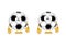 Two cartoon animated soccer balls. Expectation. Soccer balls with a gaze.