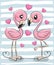 Two Cartoon Flamingos on a blue background