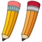Two Cartoon Yellow Pencils with Rubber