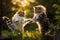 two cats fighting, two cats look at each other, Generated AI