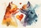 Two cats kissing in the shape of a heart Valentines illustration. AI generative