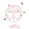 Two cats in love, happy Valentine\'s day