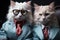two cats in outfit with glasses illustration Generative AI