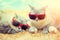 Two cats relaxing on the beach