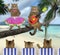 Two cats sing song on palm tree 2