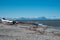 Two Cessna bush planes landed on a beach in Alaska