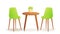 Two chairs with and drink cup on wood table. Cafe for meet and talk. Modern furniture for interior house or shop.