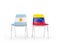 Two chairs with flags of Argentina and venezuela