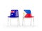 Two chairs with flags of Australia and philippines