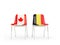 Two chairs with flags of Canada and belgium