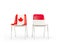 Two chairs with flags of Canada and indonesia