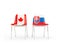 Two chairs with flags of Canada and slovakia