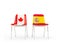 Two chairs with flags of Canada and spain