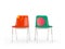 Two chairs with flags of China and bangladesh