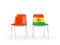Two chairs with flags of China and bolivia