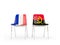 Two chairs with flags of France and angola