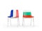 Two chairs with flags of France and bulgaria