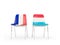 Two chairs with flags of France and luxembourg