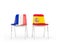 Two chairs with flags of France and spain