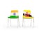 Two chairs with flags of India and brunei