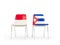 Two chairs with flags of Indonesia and cuba