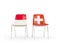 Two chairs with flags of Indonesia and switzerland