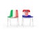 Two chairs with flags of Italy and croatia
