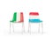 Two chairs with flags of Italy and luxembourg